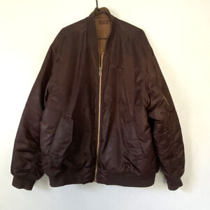 South Pole Bomber Jacket Mens Size XXL Brown Reversible Quilted Vintage Biker